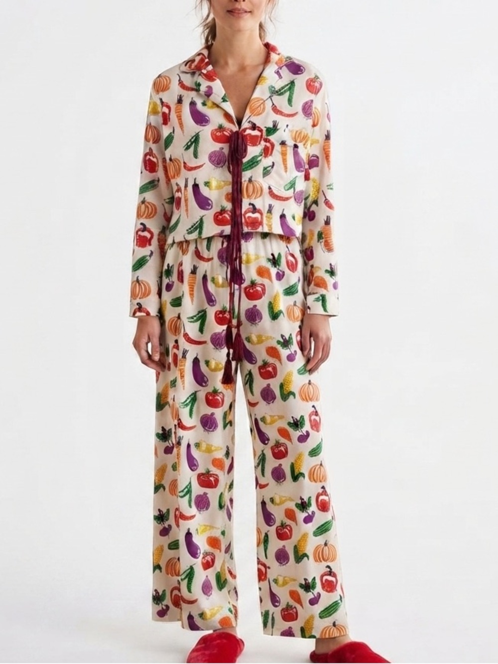 Haute Dreamz Vegetable Print PJ Set Pyjamas Top Bottom New Size Medium